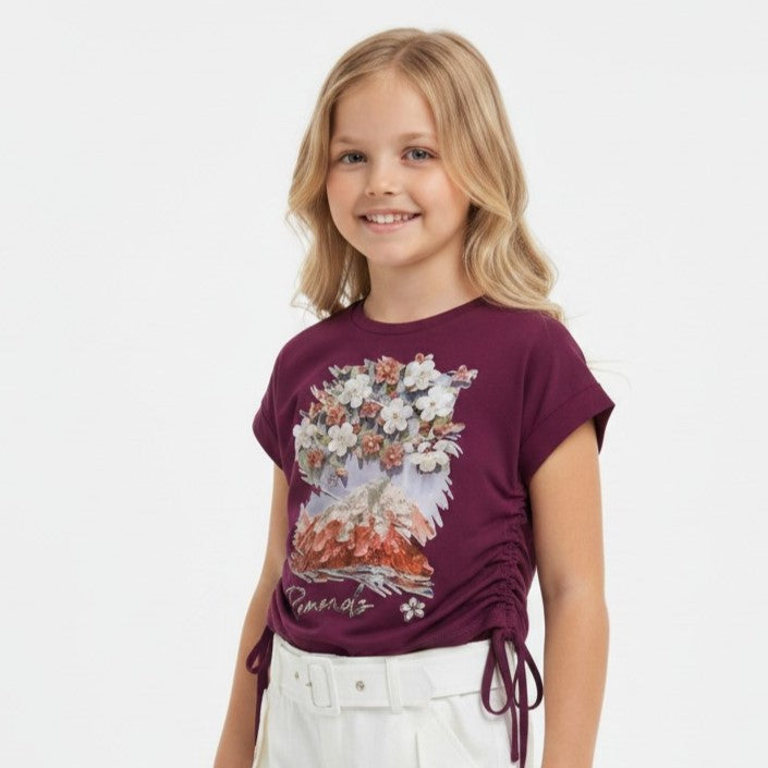 Blossom Mountain Graphic Cuffed-Sleeve Tee