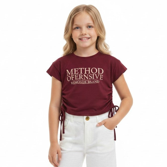 "Method Offensive" Ruched Side Cropped Tee