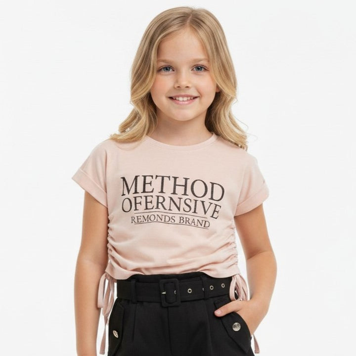 "Method Offensive" Ruched Side Cropped Tee