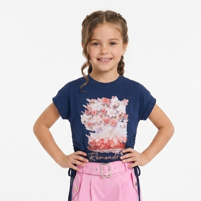 Blossom Mountain Graphic Cuffed-Sleeve Tee