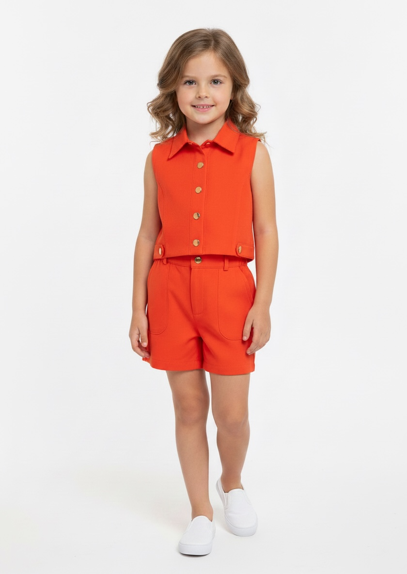 Kids' Chic Cropped Vest and Shorts Set
