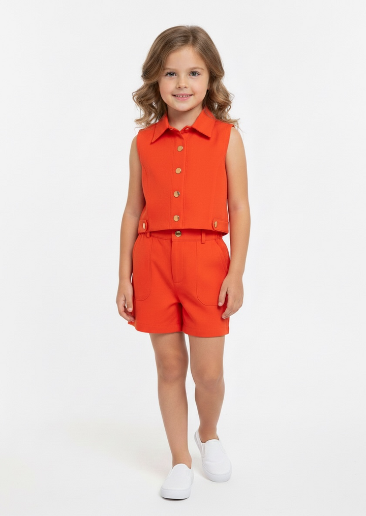 Kids' Chic Cropped Vest and Shorts Set