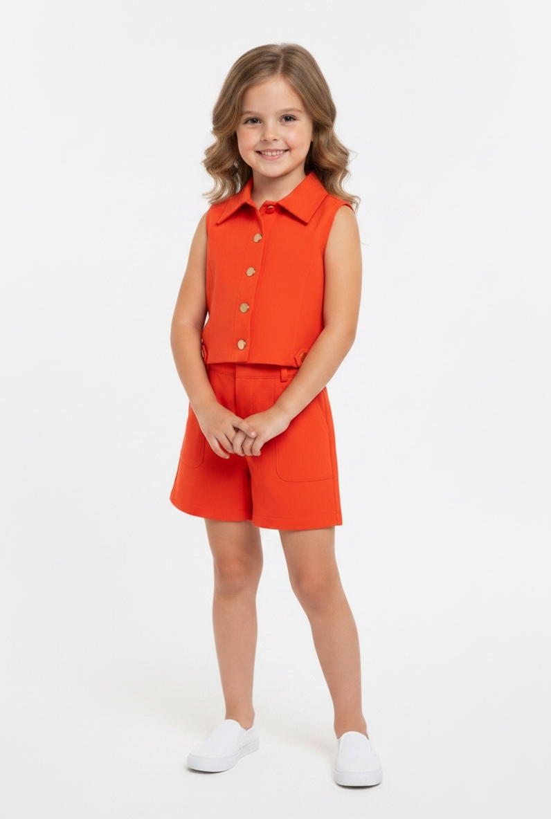 Kids' Chic Cropped Vest and Shorts Set