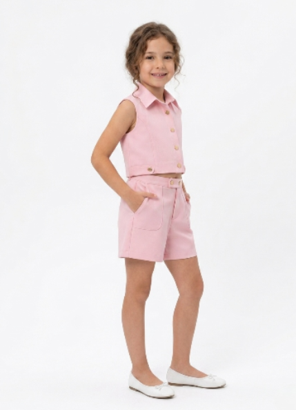 Kids' Chic Cropped Vest and Shorts Set