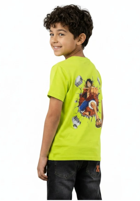 Boys Lime Green One Piece Back-Print Tee