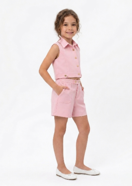 Kids' Chic Cropped Vest and Shorts Set