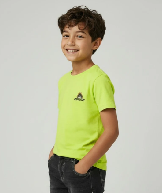 Boys Lime Green One Piece Back-Print Tee