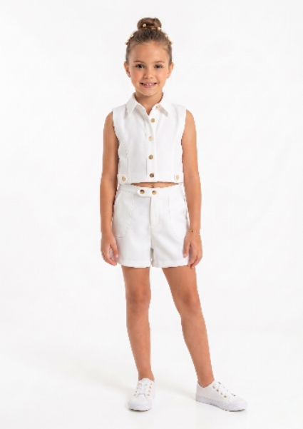 Kids' Chic Cropped Vest and Shorts Set
