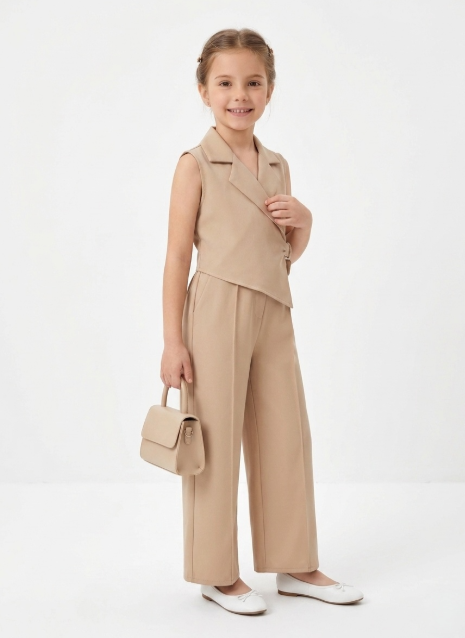 Chic Sleeveless Blazer & Wide-Leg Trouser Set