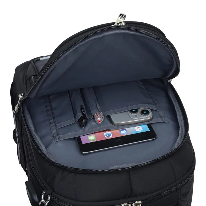 Elegant Multi-Compartment School Backpack with Hanging Pencil Case & USB Charging Port