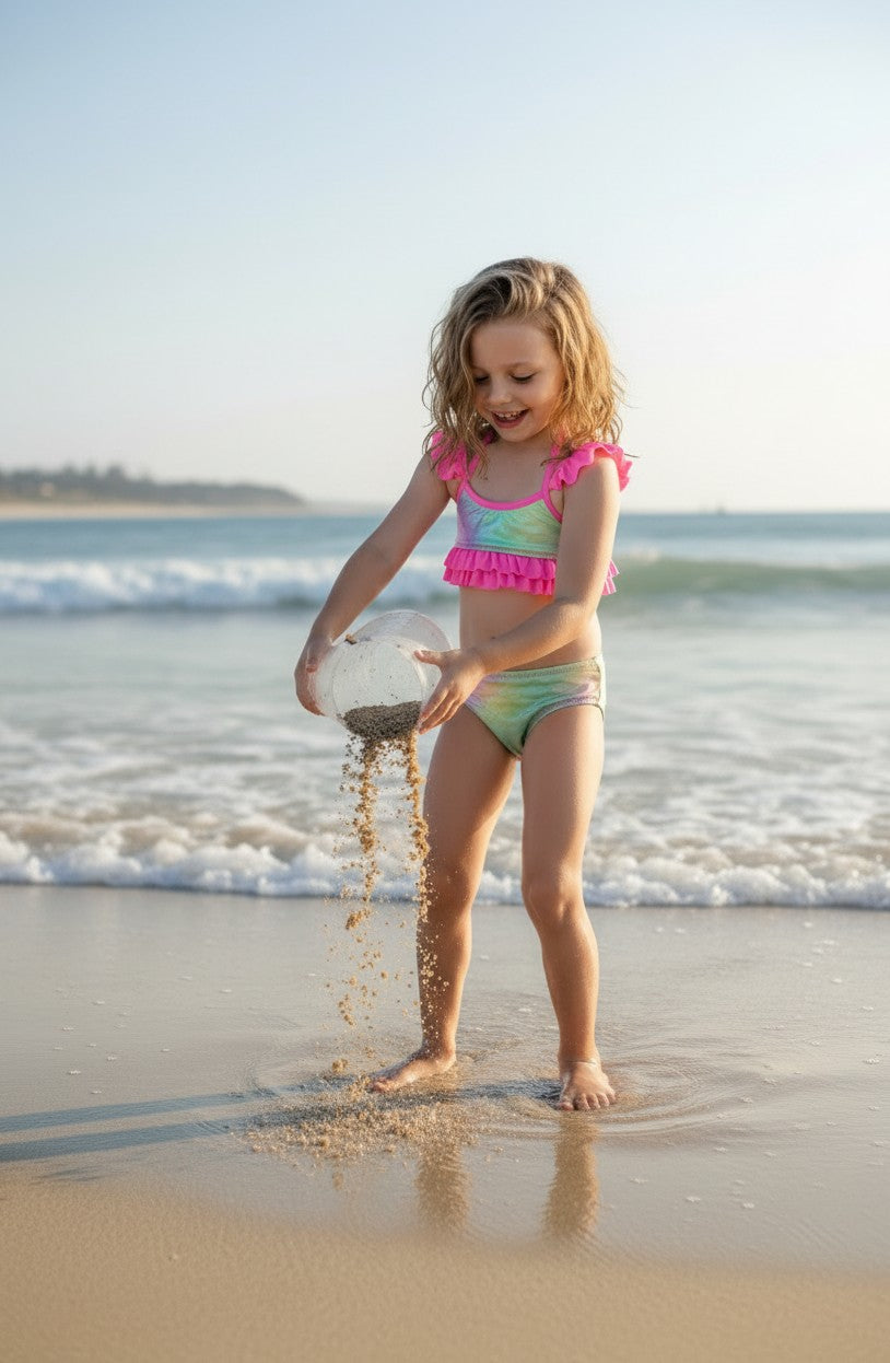 Girls' Mermaid Scales & Tropical Print Bikini Set