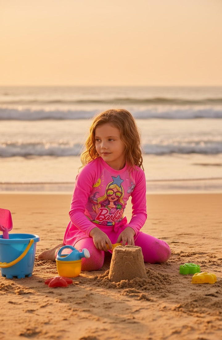 Kids' Full-Coverage Cartoon Character Rash Guard Swimwear Set