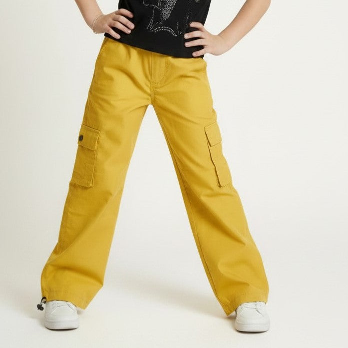 Girls' Adjustable Wide-Leg Cargo Pants