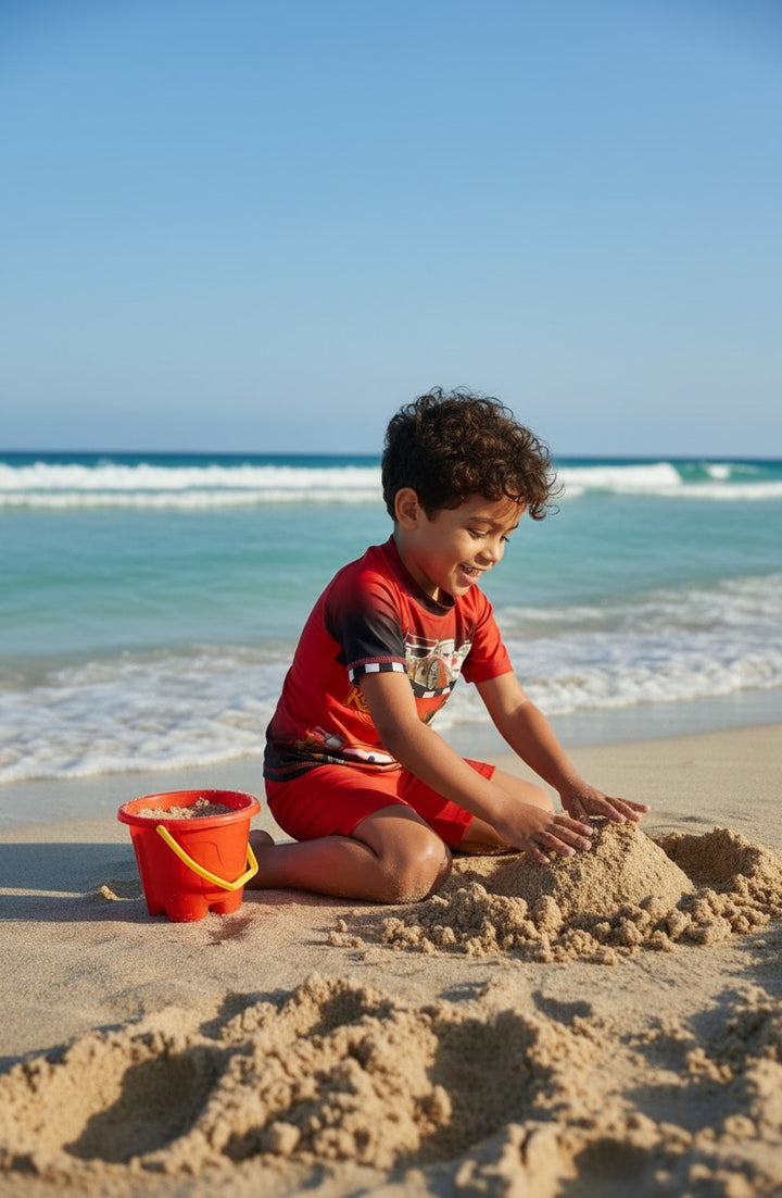 Boys' Cartoon Character Rash Guard & Swim Shorts Set