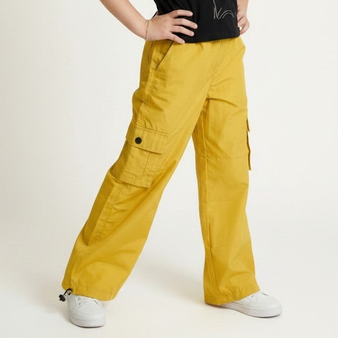 Girls' Adjustable Wide-Leg Cargo Pants