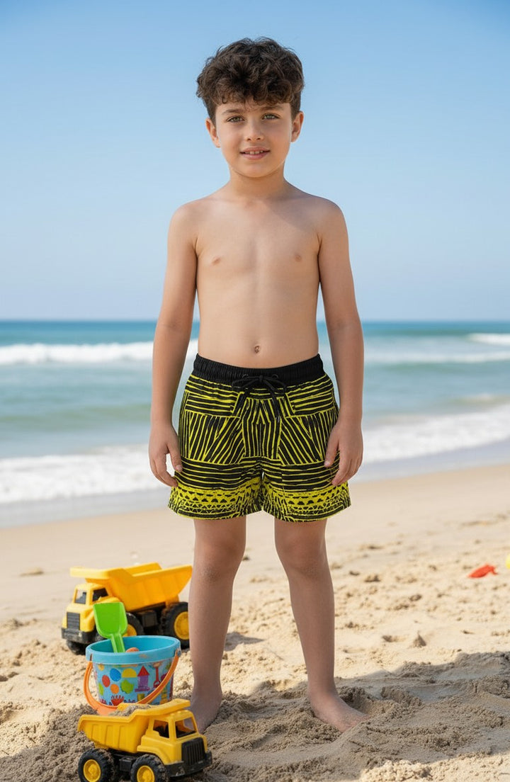 Boys' Neon Graphic Quick-Dry Swim Shorts
