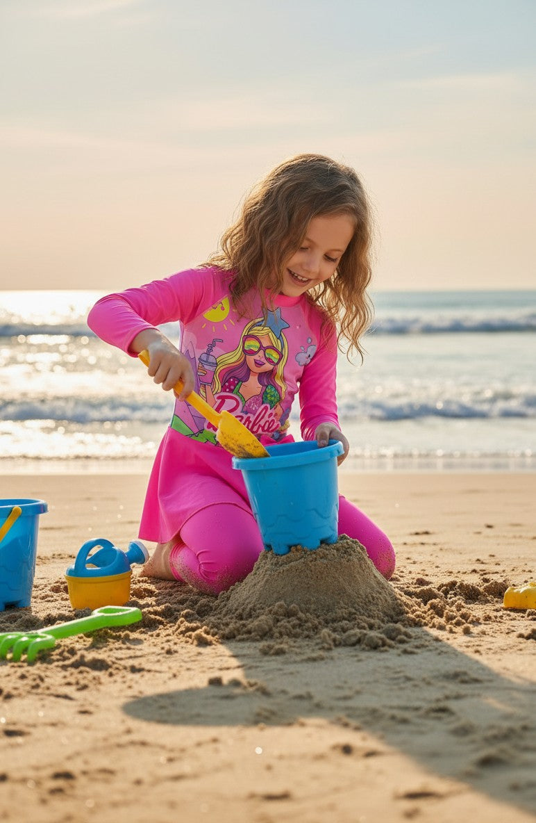 Kids' Full-Coverage Cartoon Character Rash Guard Swimwear Set