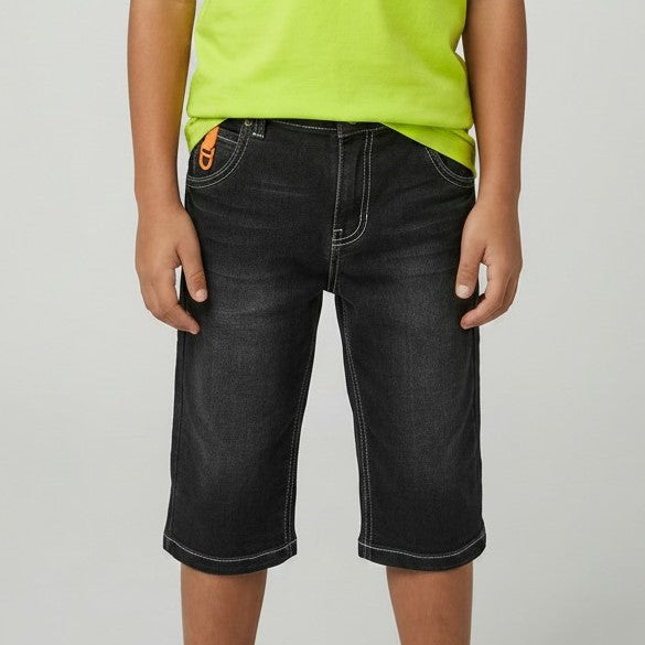 Boys' Dark Wash Contrast Stitch Denim Shorts