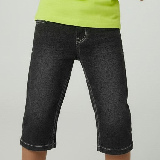 Boys' Dark Wash Contrast Stitch Denim Shorts