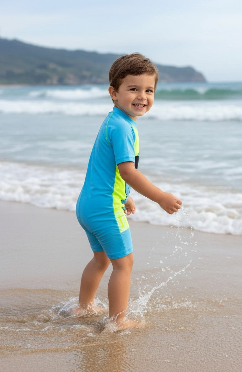 Toddler Boys' UV Protection Short-Sleeve Swim Sunsuit