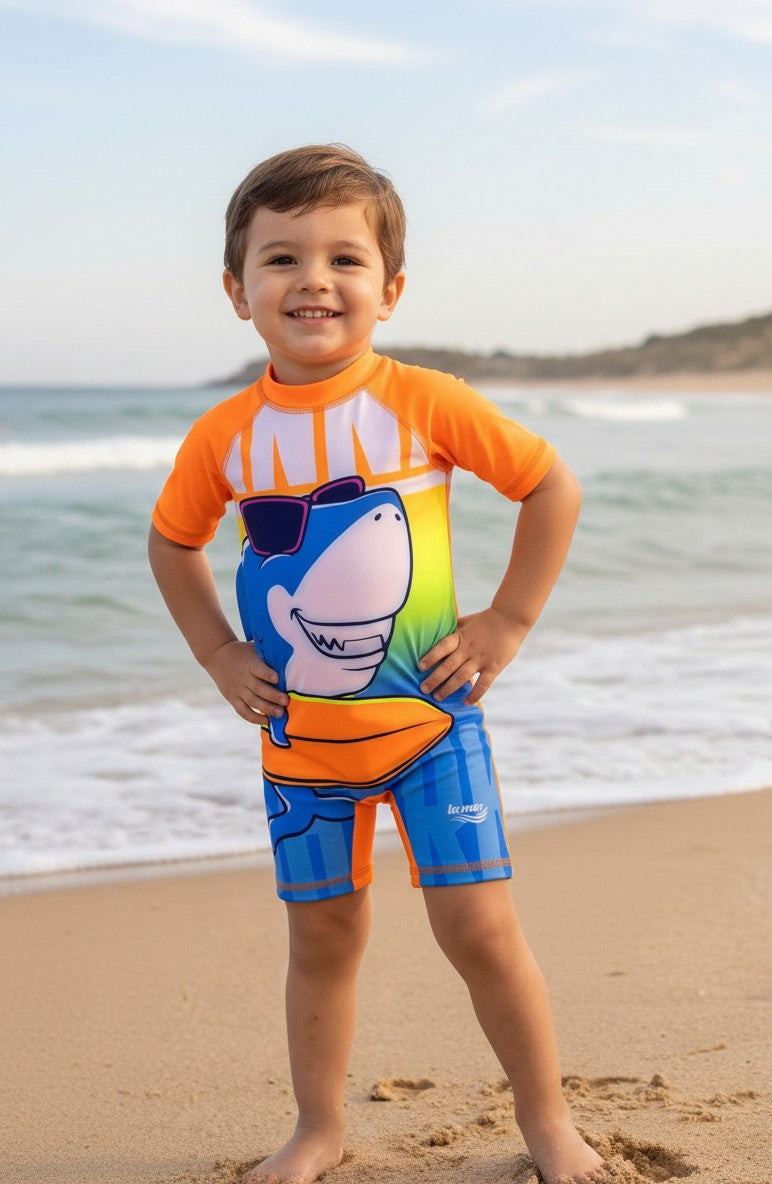 Toddler Boys' UV Protection Short-Sleeve Swim Sunsuit