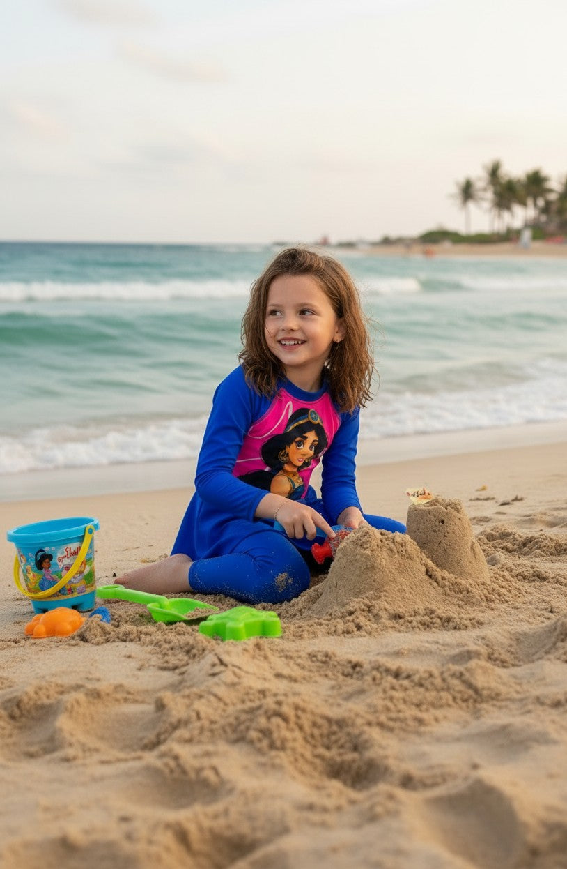 Kids' Full-Coverage Cartoon Character Rash Guard Swimwear Set