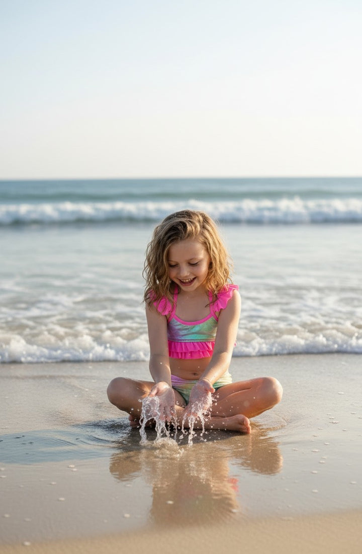 Girls' Mermaid Scales & Tropical Print Bikini Set