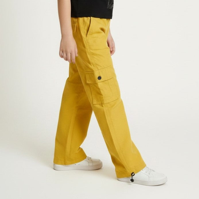 Girls' Adjustable Wide-Leg Cargo Pants