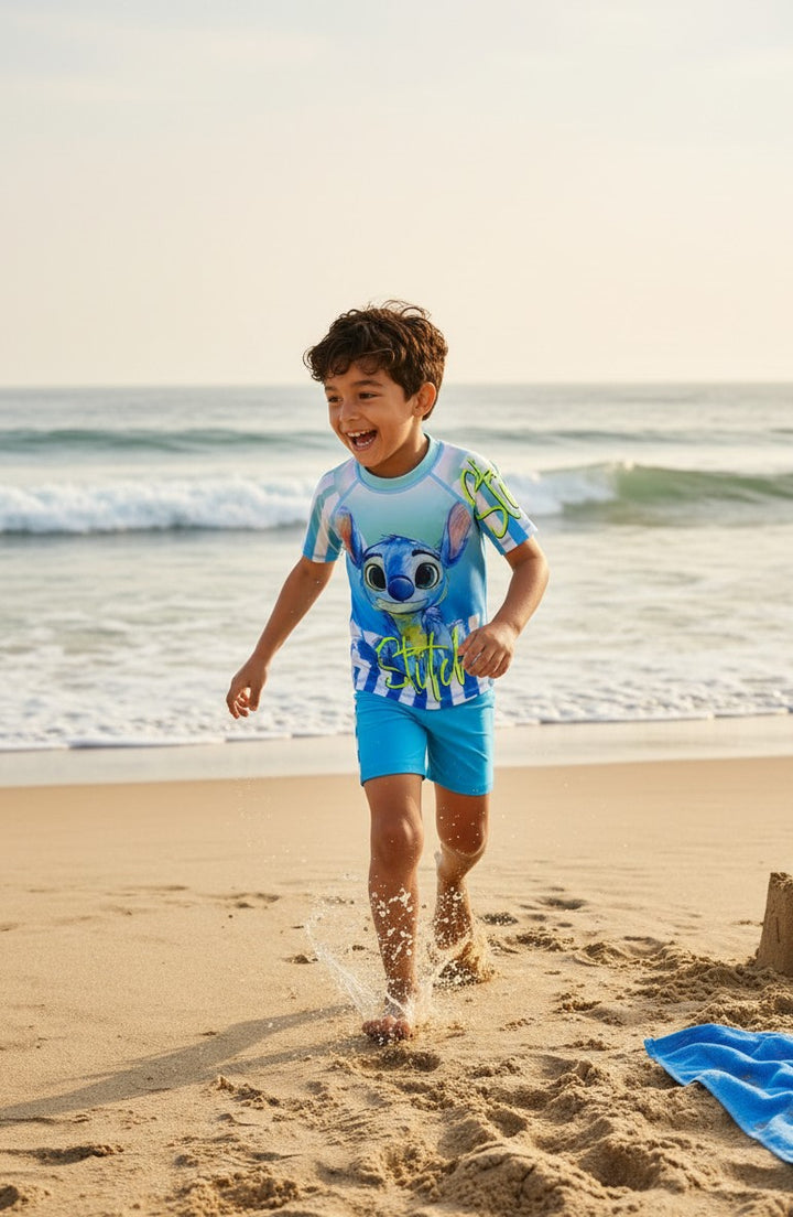 Boys' Cartoon Character Rash Guard & Swim Shorts Set