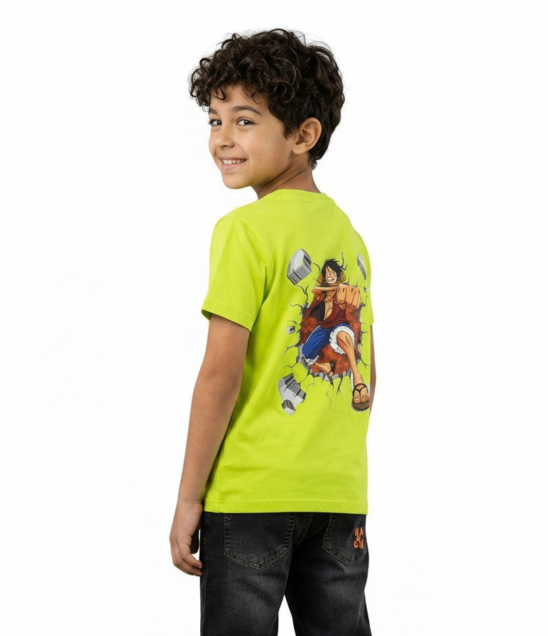 Boys Lime Green One Piece Back-Print Tee