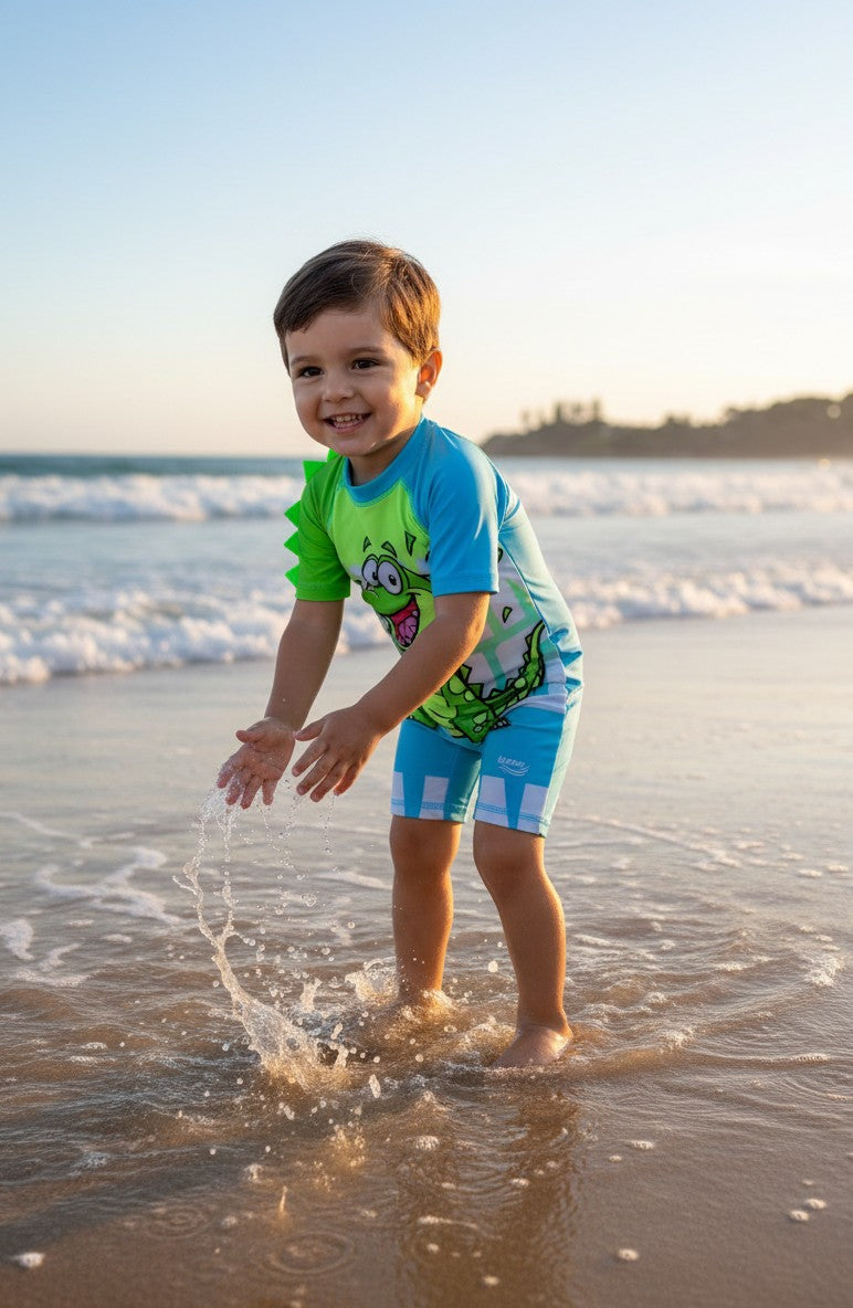 Toddler Boys' UV Protection Short-Sleeve Swim Sunsuit