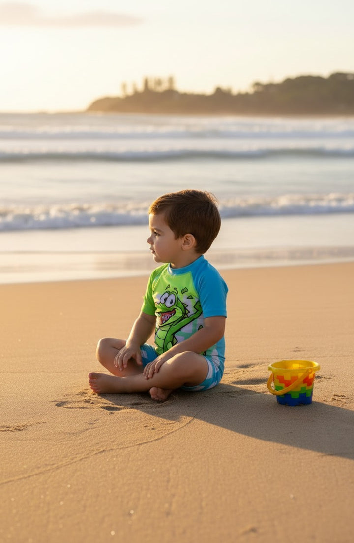 Toddler Boys' UV Protection Short-Sleeve Swim Sunsuit