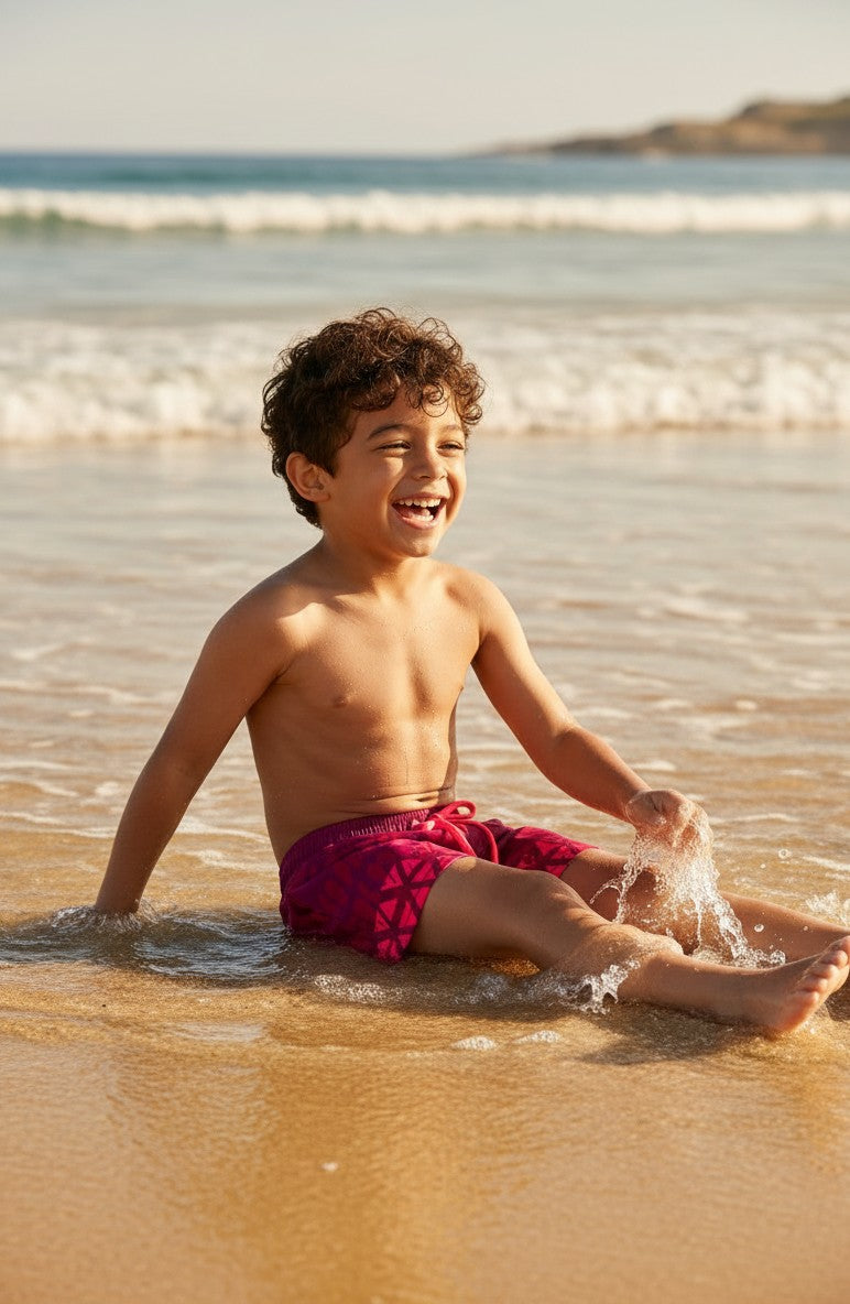 Boys' Neon Graphic Quick-Dry Swim Shorts