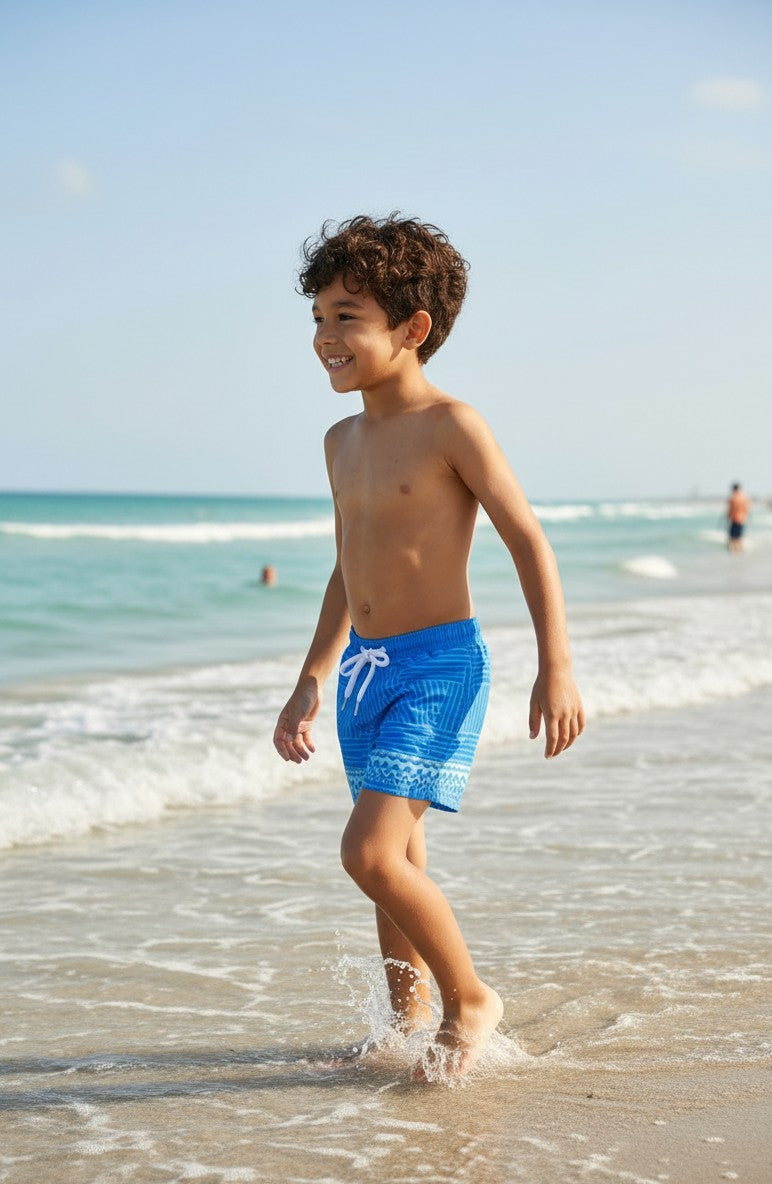 Boys' Neon Graphic Quick-Dry Swim Shorts