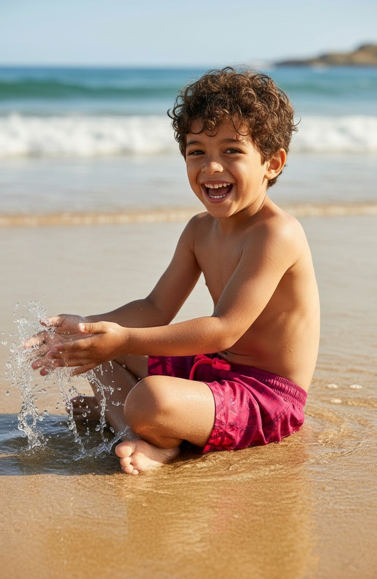 Boys' Neon Graphic Quick-Dry Swim Shorts