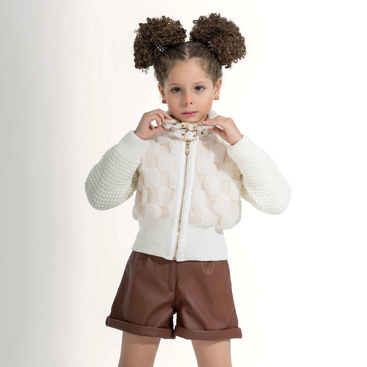 Textured Knit & Fur Moto Jacket