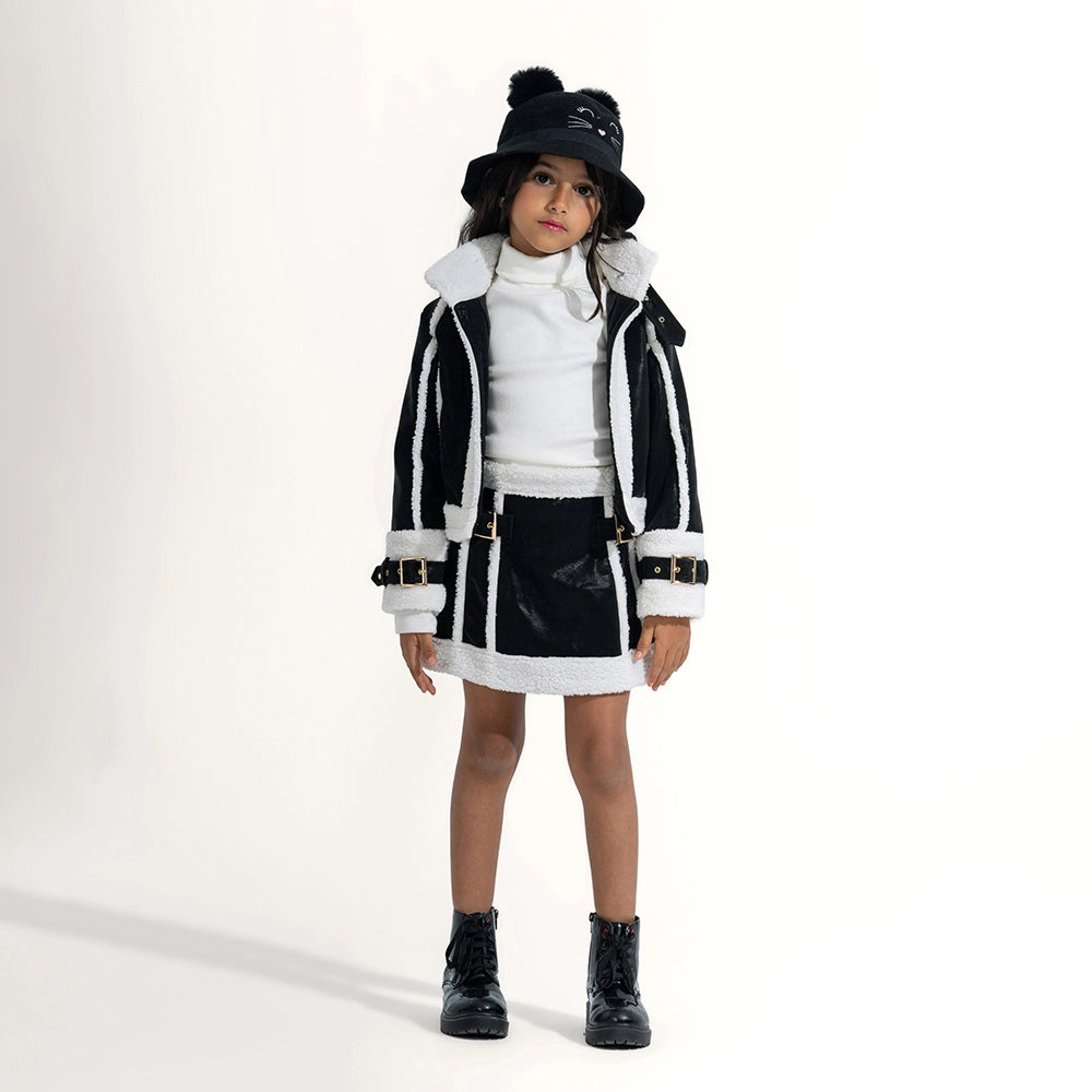 Edgy Faux-Shearling Set