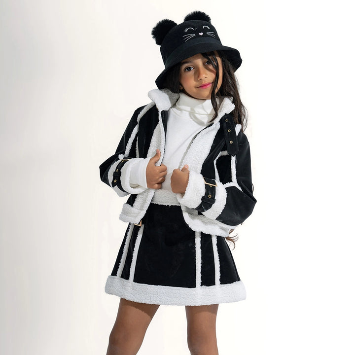 Edgy Faux-Shearling Set