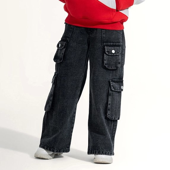 Retro Wide-Leg Cargo Jeans