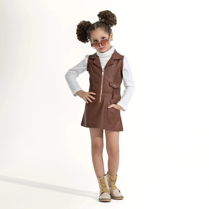 Faux Leather Jumper Dress