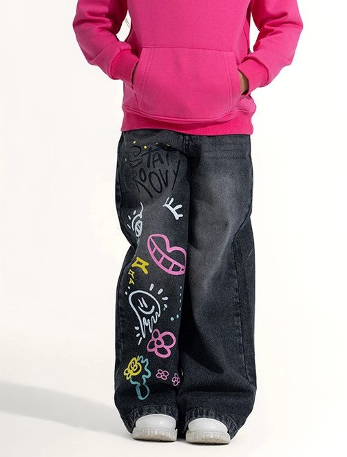 Loose Fit All-Over Print Jeans