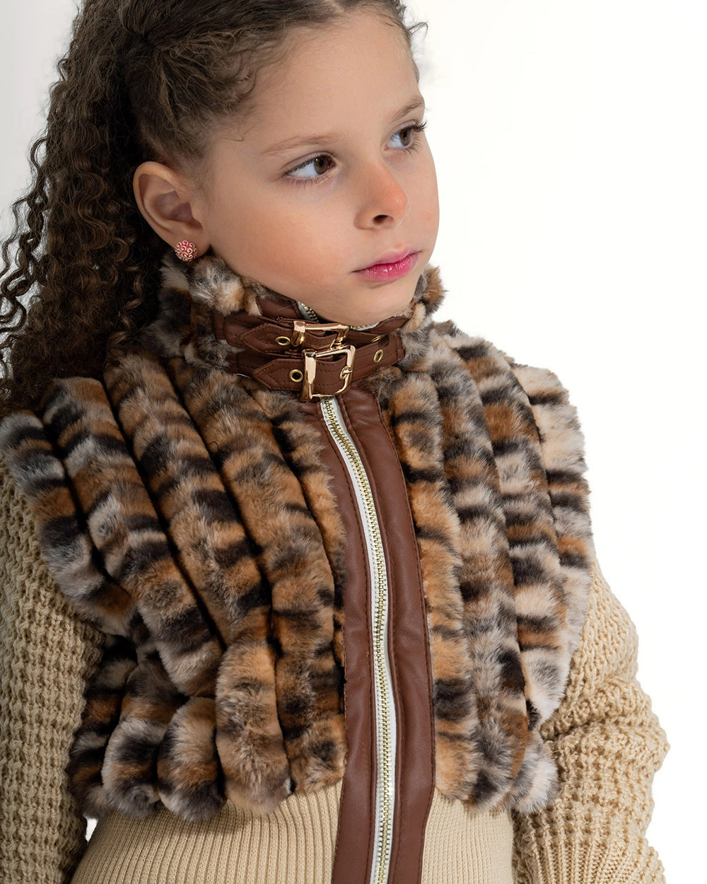 Textured Knit & Fur Moto Jacket