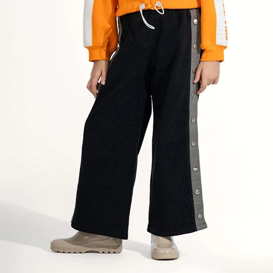 Side-Stripe Poppers Denim Trousers