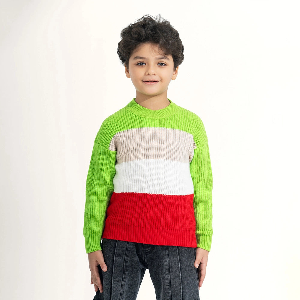 Color Block Balloon Sleeve Sweater