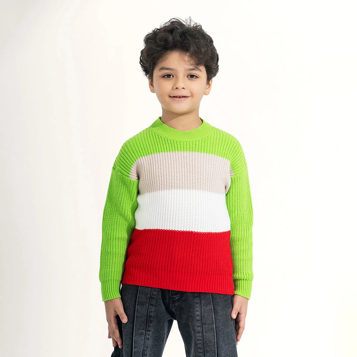 Color Block Balloon Sleeve Sweater