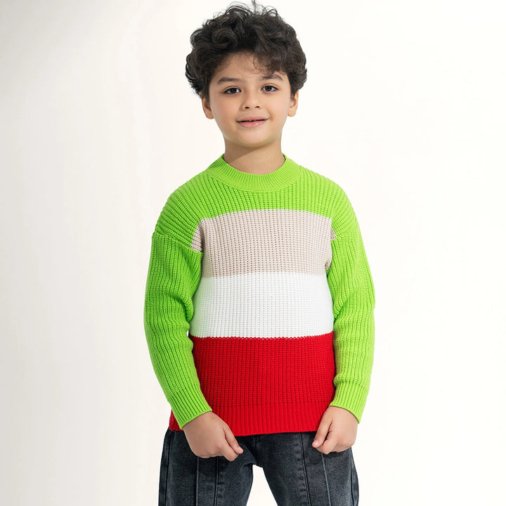 Color Block Balloon Sleeve Sweater