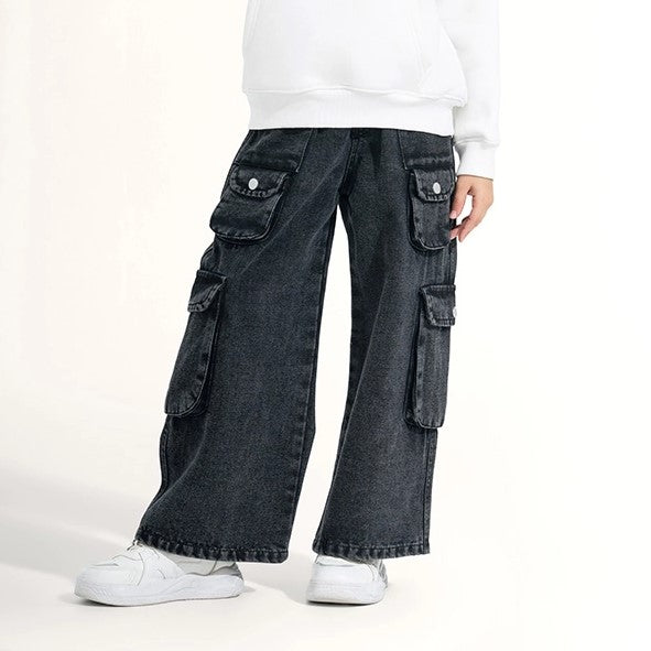 Retro Wide-Leg Cargo Jeans