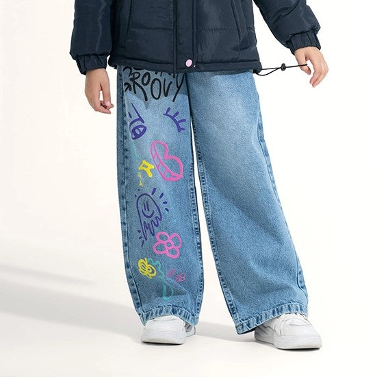 Loose Fit All-Over Print Jeans