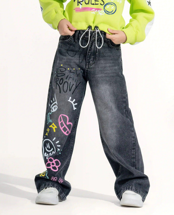 Loose Fit All-Over Print Jeans