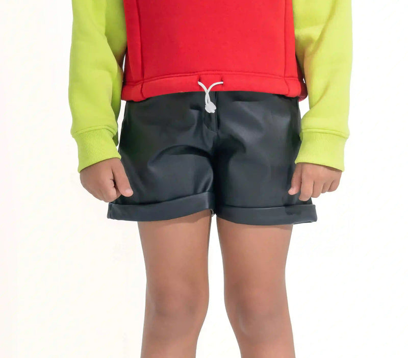 Faux Leather Cuffed Shorts